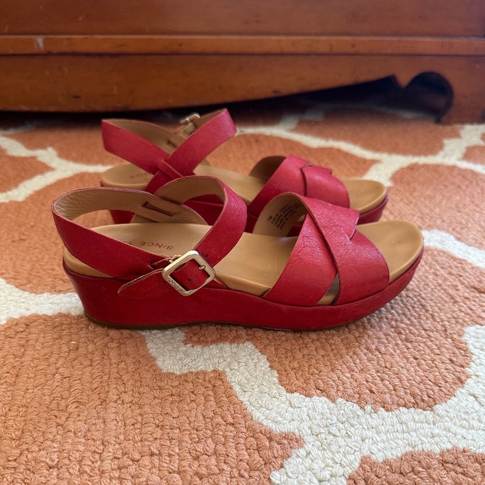Kork-Ease | Myrna Leather Platform Sandals | Red | Size 7